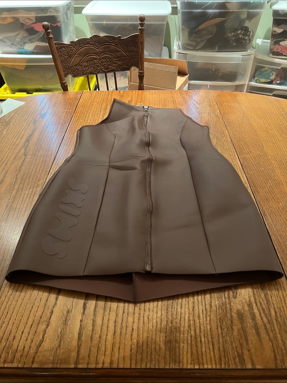 Skims Brown Neoprene Zip-Front Rubber Swim Dress size 3X